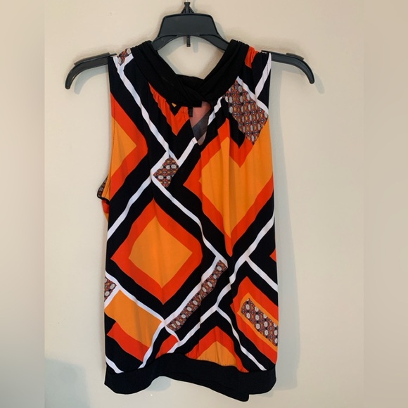 Worthington Tops - Sleeveless Top-orange & black (size large)
